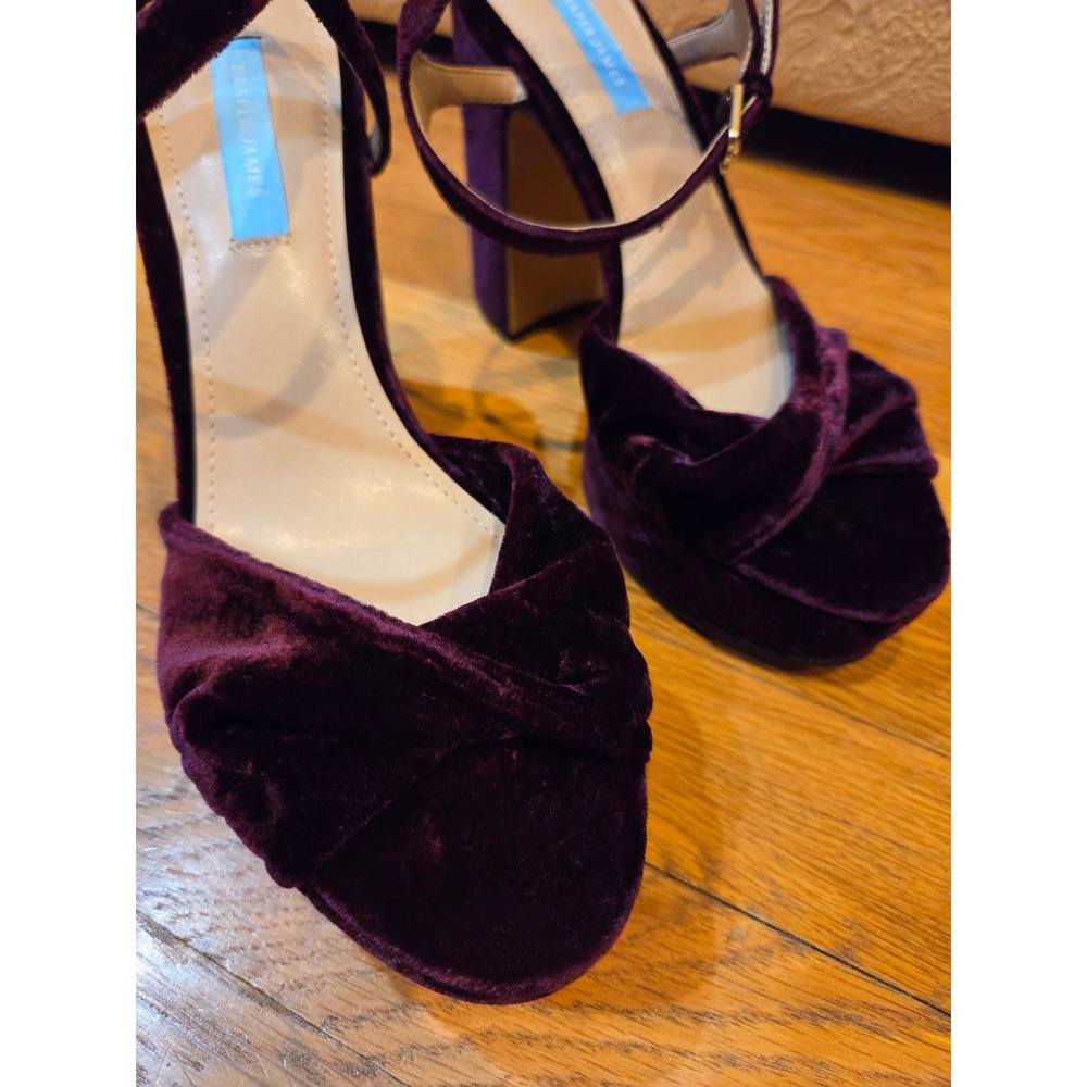 Draper James Paloma Plum Velvet Platform Block Heel Sandals Ankle Strap Sz 7.5 - Picture 7 of 12